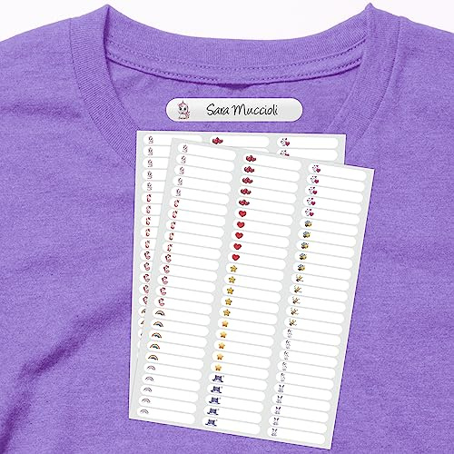 150 Etiketten zum Aufbügeln, personalisierbar, mit Namen für Mädchen, personalisierbar, zum Aufbügeln, für Stoffe, Kinderkleidung, bunte Tiere