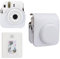 Meetikar Kameratasche und 64 Taschen Fotoalbum kompatibel mit Fujifilm Instax Mini 12 Sofortbildkamera, PU Leder tragbare Mini 12 Kameratasche mit verstellbarem Schulterriemen (Weiß)