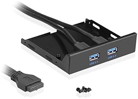 Bolwins E09CS USB 3.0 Front Panel 3,5 Zoll – 2 Port USB 3.0 Buchse für PC-Gehäuse, 20-Pin Kabel, Inklusive Schrauben für Montage auf Motherboard