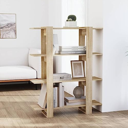 YITHOPI Mehrzweckschrank Sideboard Weinregal Bücherregal/Raumteiler Sonoma-Eiche 100x30x123,5 cm Geeignet für Schlafzimmer und Wohnzimmer