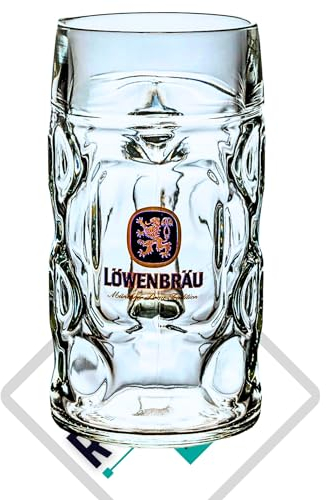 Roxley Lowenbrau Litre Stein Lager Beer Litre Glass Lowenbrau Glass Also Comes with Branded Beer Mat
