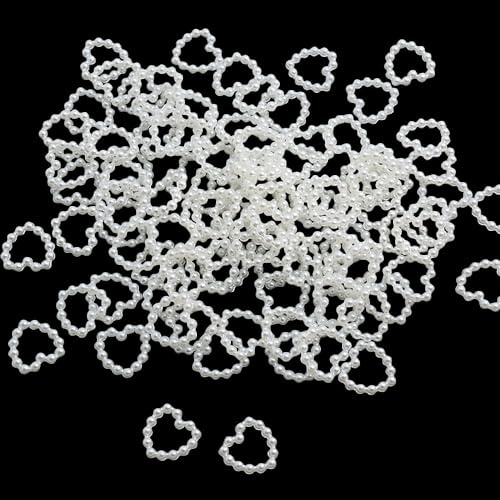 SYSUII 300 Stück Herz Deko Perlenherzen Deko Hochzeitsperlen Perlen Streudeko Scrapbooking Tischdeko Streudeko für DIY-Kleidung Zubehör Verzieren Fotorahmen Hochzeit DIY Basteln Dekorieren -Beige