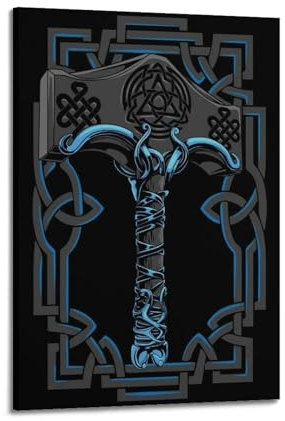 VZRSQZK Poster der nordischen Mythologie Thors Hammer, dekoratives Gemälde, Leinwand, Wandposter und Kunstdruck, modernes Familienschlafzimmer-Dekor-Poster, 20 x 30 cm