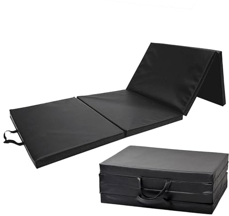 6'x2'x2 Faltbare Gymnastikmatte mit Tragebügeln 4-Panel Gymnastik Tumbling Fitness Keil Matte für Zuhause Wasserdichte Yoga Aerobic Workout Gepolstert für Kinder