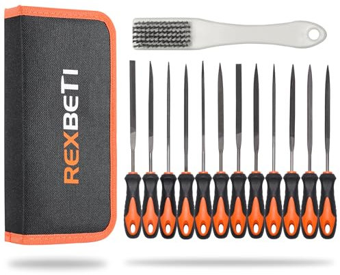 REXBETI - Juego de limas de metal pequeño, 13 unidades, 6 limas de judío y 6 limas de acero