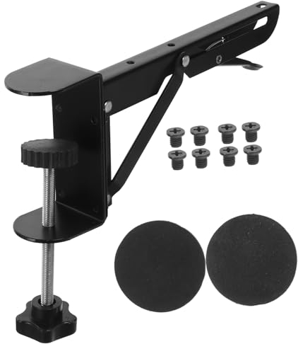 STOBOK 1 Set Desktop Extension Board Keyboard Tray Under Desk Clamp Support Bracket Table Extender Desk Extension Shelf Clip-on Keyboard Bracket Clamp on Desk Shelf Fold Desk Rack Iron