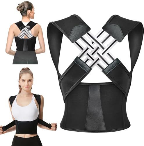 Yizemay Haltungskorrektur, Haltungstrainer für Frauen Männer, Verstellbare Rücken Geradehalter, Atmungsaktive Schultergurt Rückengurt Rückenstütze für Rücken Hals und Schulter-XL(25 * 30 * 4cm)