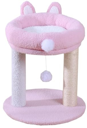 ASHSDI Rascador para Gatos Arbol Gato, Lindo Conejo Orejas Gato Árbol Torre Sisal Poste Rascador Muebles Gato Cama Rosa Torre de Juegos