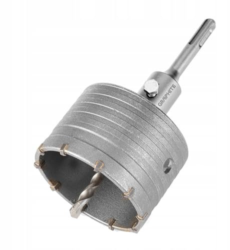 GRAPHITE Spitze Lochsägen Cutter Bohrer Hartmetall Lochöffner Cutter, 85 mm - mit SDS-Adapter und Vorbohrer Bohrungshöhe 72 mm, Bohrtiefe: 50 mm, Anzahl der Widia 10 Stück