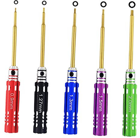Juego de 5 destornilladores hexagonales de 0,9 mm, 1,27 mm, 1,3 mm, 1,5 mm, 2,0 mm, juego de herramientas para destornillador de coche