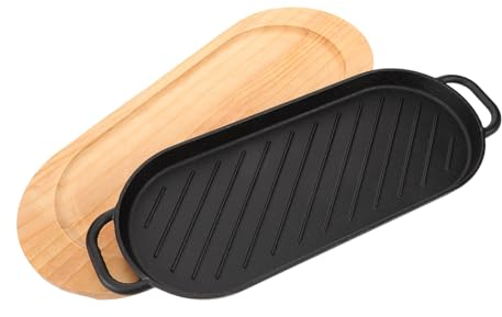 Cabilock 1 Set Padella In Ghisa Bistecca Elementi Essenziali Della Cucina Barbecue All'Aperto Padella Padella Di Cottura Piatto Da Portata Grill Piatto Da Portata Piatto Da Portata Con