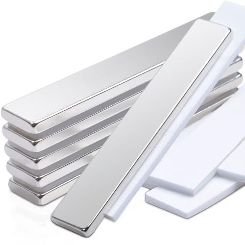 Neodym Magnete Extra Stark Groß, 6 Stück 60x10x3mm Rechteckige Magnete Stark Magneten für Magnettafel, Kühlschrank Magnete, Klebemagnete Selbstklebend Stark Seltenerdmagnete für Küchenschrank