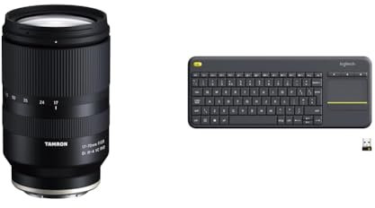 TAMRON 17-70mm F/2.8 Di III-A VC RXD zoom lens for APS-C mirrorless system cameras & Logitech K400 Plus Wireless Touch TV Keyboard With Easy Media Control and Built-in Touchpad