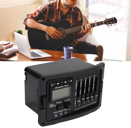 Préampli de Guitare Acoustique, 5 Bandes, Micro de Guitare Acoustique Professionnel, Préampli de Guitare, égaliseur EQ avec Accordeur, Accessoires de Guitare pour Guitare