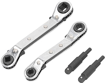 Risegun Clé à Cliquet Double Anneau, 2 Pièces Clé à Cliquet à Double TêTe en Acier Inoxydable, 3/8 à 1/4 5/16 à 1/4, pour La Technologie Du Froid