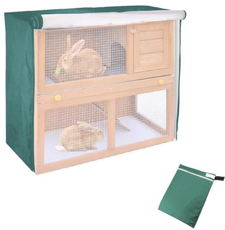Kaninchenstall Abdeckung Wasserdicht Käfigabdeckung für Winter, Doppelschicht Kaninchenkäfig Staubschutz 210D Oxford Outdoor Haustierhaus Zubehör für Katzen, Hamster, Kätzchen,122x50x105cm (Grün)