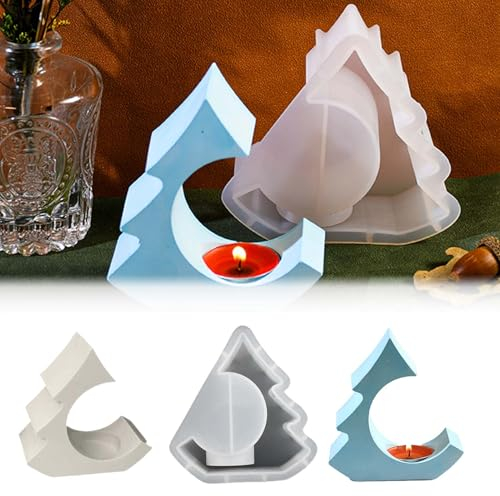 SVOCK Silikonformen Gießformen Weihnachten, Silikonformen Gießformen Kerzenhalter, Weihnachtsbaumkerzenhalter, Kerzenhalter Silikonform Weihnachtsbaum für Gips Kerzen und Kunsthandwerk Verwendet