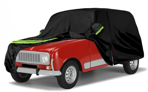 Vollgarage Autoabdeckung Ersatz für Renault 4/4L/R4 1961-1992, Schwarz | Autogarage Wasserdicht, Autoplane Ganzgarage Atmungsaktive Reflexionsstreifen, Sonne, Staub & Wetter