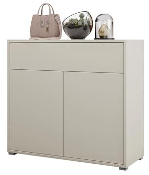 Mirjan24 Kommode mit Schublade Gesita 2D1SZ, Diele, Flur, Highboard, Mehrzweckschrank, Sideboard mit 2 Türen für Wohnzimmer, Push to Open (Cashmere)