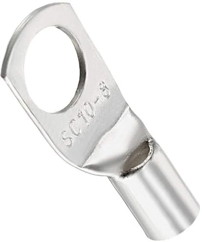 TA-VIGOR 15Pcs Copper Wire Lug, 8 AWG SC10-8 Cable Lugs Bolt Hole, Battery Cable Ends Eyelets Crimp Tubular Ring Terminals Connectors for Boat Car Electric Auto