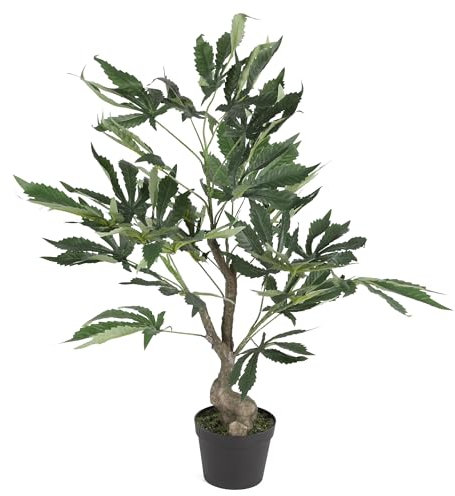 H4L Kunstpflanze Hanf im Topf Höhe 60cm Dekopflanze Hanfpflanze Zimmerpflanze künstlich