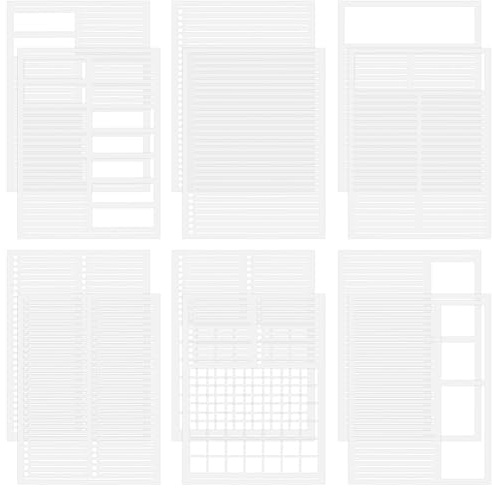 PLIGREAT 12 Teiliges Journal Schablonen Set Kunststoff Schablonen Mit Geraden Linien Weiße Planerlisten Gewohnheits Tracker Schablone Für Notizbuch Journaling Schreiben Umschläge