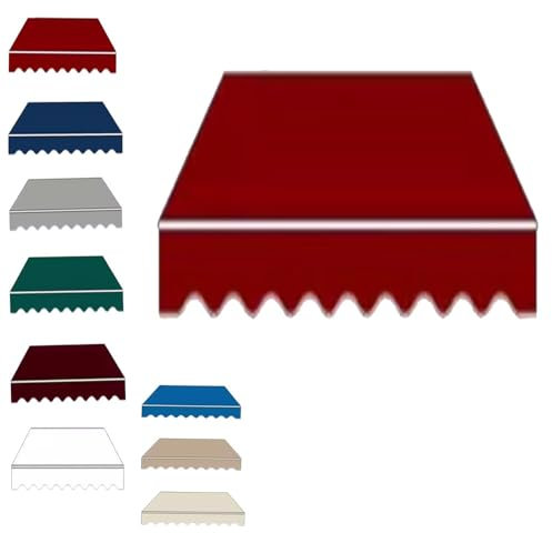 Toldo retráctil manual para exteriores, resistente al agua, para puerta y ventana de patio, repuesto de tela roja (300 x 150 cm)