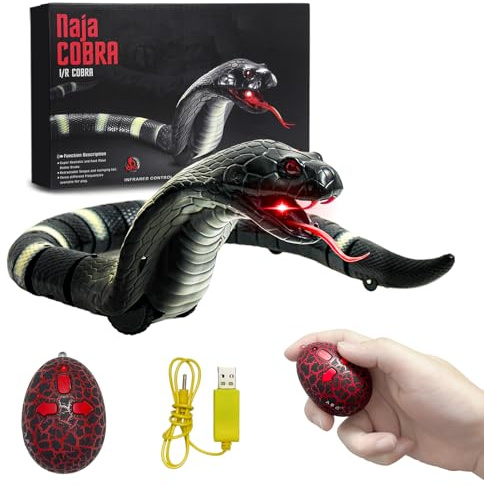 Golgner Ferngesteuerte Schlange, 44cm RC Ferngesteuert Kobra Schlange, Ferngesteuertes Schlangenspielzeug, mit Fernbedienung, Einziehbarer Zunge, Schwingendem, für Geschenk, Party