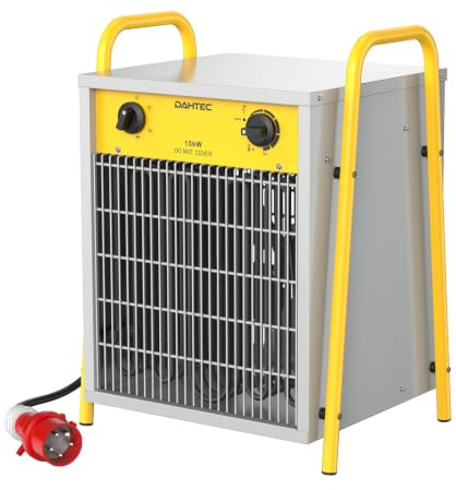 DAHTEC Termoventilatore Industriale 15 kW - Radiatore Elettrico - Basso Consumo - Termostato e Protezione da Surriscaldamento - per Casa, Serra o Il Cantiere