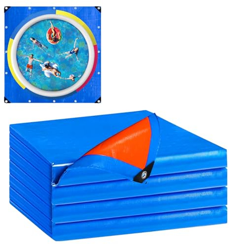 Kustimantu Pool-Pad, faltbare Plane für Pools, doppelseitige strapazierfähige Beschichtung für Eingraben, Outdoor, Garten, Hof, Terrasse, Camping und Gehweg