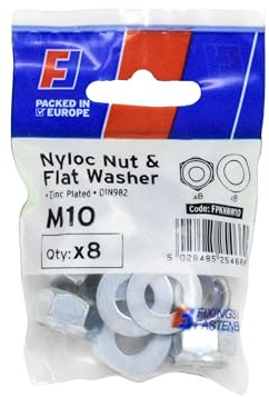 Forgefix Nyloc Nut & Washer M10 ForgePack 8, bright zinc plated for increased corrosion resistance