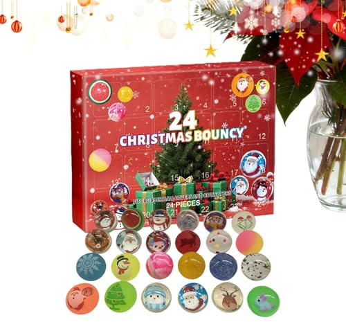 Adventskalender mit Kugeln, springend, Weihnachten 2025 – Geschenkbox mit 24 Anti-Stress-Spielzeugen | Countdown-Kalender für Erwachsene und Spieleliebhaber | perfekt für Partys und Urlaub