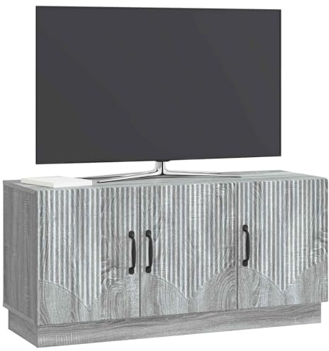 vidaXL TV-Schränk Graues Sonoma 99 x 34,5 x 47 cm Holzwerkstoff, Rechteckiges TV-Regal, modernes Medienmöbel, viel Stauraum, Wohnzimmer-Organizer, für zuhause