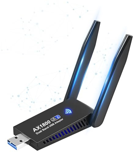 Wi-Fi 6 AX1800 WLAN Stick,Dual Band 5G/2.4G,Plug&Play | Mit Eingebauter Treiber, USB 3.0,WPA3, Antennen mit hoher Verstärkung, OFDMA+MU-MIMO, WLAN Adapter auf PC für Windows 11/10