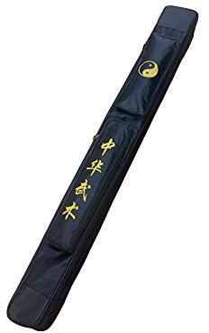 ZooBoo Taichi Schwert-Tragetasche – Chinesische Kung-Fu-Schwerttasche, einlagig und doppellagig, Schwert, Tragetasche, Kampfsport-Waffen-Etui, Schwert-Umhängetasche, Oxford-Stoff mit PU (schwarz,