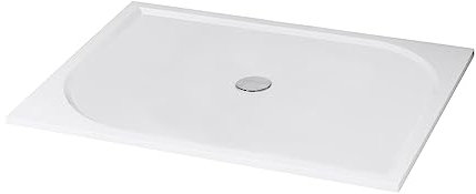 ONDÉE, Receveur de douche HESTIA, Receveur à poser extra-plat, 80x140x3cm, Texture Antidérapante, Béton de synthèse composé de résine, particules de quartz et de carbonate de calcium, Blanc