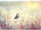 Runa Art Fototapete Blumenwiese Vogel 352 x 250 cm Vlies Tapeten XXL Moderne Wandtapete Wohnzimmer Schlafzimmer Bunt 9334011a