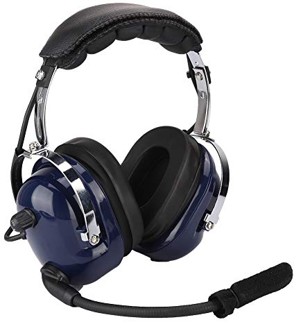 Tosuny Universal Aviation Headset, 24-dB-Pilotenkopfhörer mit Rauschunterdrückung und 3,5-mm-Klinkenbuchse, GA-Doppelstecker-Headset für Piloten, verstellbares Kopfband, Schwarz