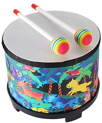 Ubblove Floor Tom Drum for Kids 8 inch Percussion Instrument Music Drum with 2 Mallets for Baby Children Special Christmas Birthday Gift, Black