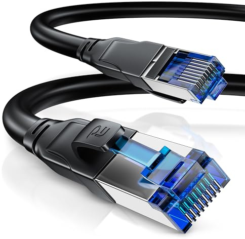 CSL - 0,5m Netzwerkkabel CAT 8 - LAN Kabel Patchkabel - CAT8.1 High Speed Gigabit Ethernet Cable - 40 Gbits - S/FTP PIMF - RJ45 Stecker - Cat6 Cat7 Cat8 komp - 0,5 Meter - schwarz