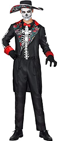 DEGUISE TOI Tag der Toten Anzug Halloween-Kostüm für herren schwarz-bunt
