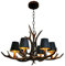 Geweih Pendelleuchte Kronleuchter Antik Holz Hängelampe Vintage Deckenleuchte Esstisch Braun Harzlampen Schwarz Pendellampe E14 Licht Beleuchtung Esszimmer Wohnzimmer Schlafzimmer Dekoration 6 Flamme