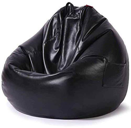DTLEO Klassischer Sitzsack aus Kunstleder, Naturleder, für den Innen- und Außenbereich, für Wohnzimmer, Schlafzimmer, Garten (ohne Füllung),Schwarz,L