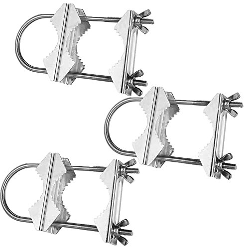 Double Antenna Mast Clamp Heavy Duty Pole to Pole Mounting Kit V Jaw Block with U-Bolt Mounting Hardware for TV CB Ham Antenna Parasols Flags and Fishing Rods (3)
