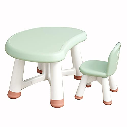 Kinderzimmertisch & -stuhlsets Kindertisch und -Stuhl-Set, Hauskindergarten-Pilz-Typ-Lernaktivitätstabelle, Nicht montieren, kann 20 kg tragen können (Color : Green, Size : Style1)