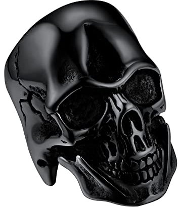 U7 Herren Biker Totenkopf Ring Schwarz Gotik Großer Ring Vintage Totenschädel Statement Ring Hip Hop Punk Rock Männer Modeschmuck Accessoire(Ring Größe 59)