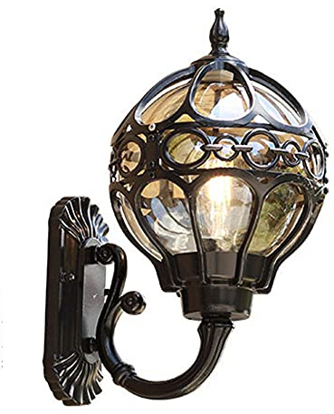 Chao Zan Applique rustique d'extérieur noir antique,Aluminium moulé sous pression lanterne en verre Appliques murales résistant aux intempéries chemin d'éclairage balcon de jardin E27 Luminaires