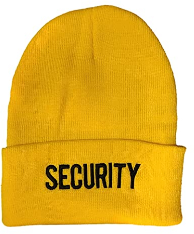 NYC FACTORY Herren Security Knit Cap Beanie USA Bestickt Wintermütze, gold, Einheitsgröße