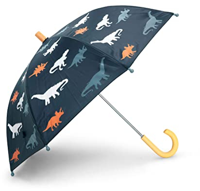 Hatley Jungen Bedruckter Regenschirm Regenmantel, Farbwechselnde Dino-Silhouetten, One Size