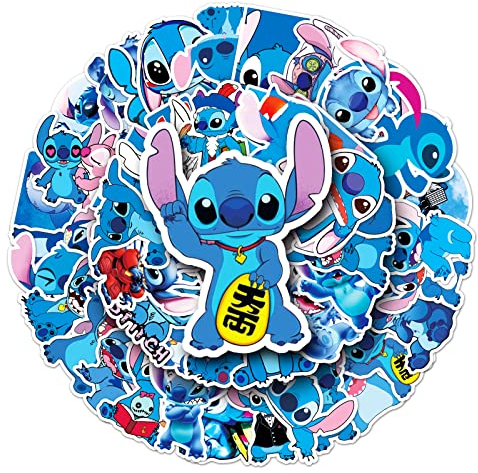 Stitch Aufkleber, 50 Stück Sticker Set Wasserdicht Vinyl Stickers Graffiti Style Decals für Auto Motorräder Fahrrad Skateboard Gepäck Laptop Aufkleber, Geeignet für Erwachsene Kinder